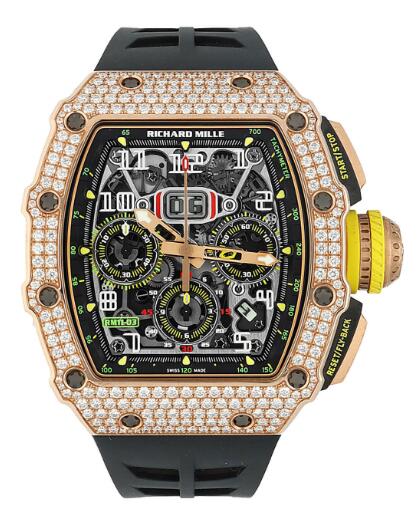 Replica Richard Mille RM 11-03 AUTOMATIC FLYBACK Rose Gold with Diamonds Watch